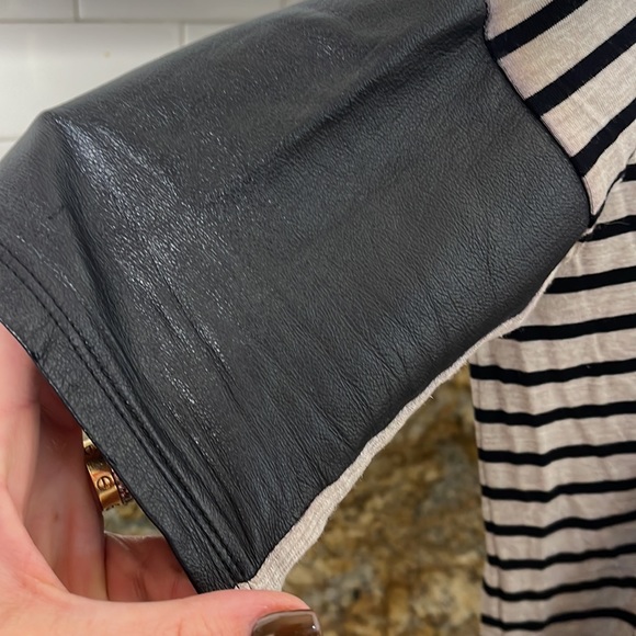 Club Monaco , size m , black and Grey long sleeve with faux leather! - Picture 3 of 4